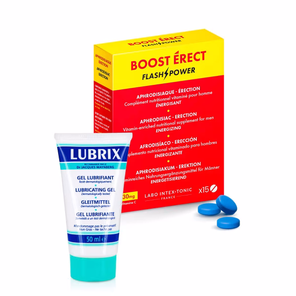 Pack vitalité masculine et confort : Boost Erect + lubrifiant Lubrix
