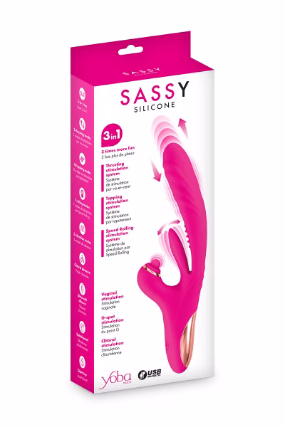 Sassy, Vibromasseur rabbit 3-en-1 avec va-et-vient