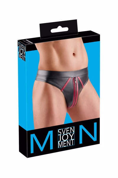 String sexy pour homme : wetlook et ouverture zip à l'avant