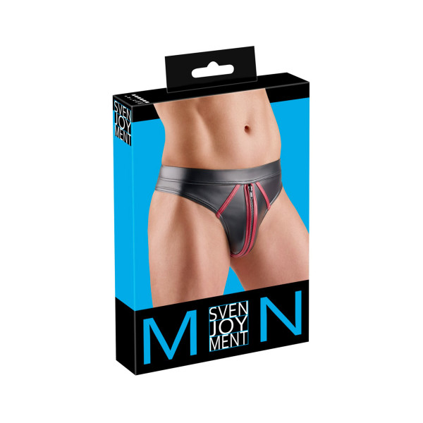 String sexy pour homme : wetlook et ouverture zip à l'avant