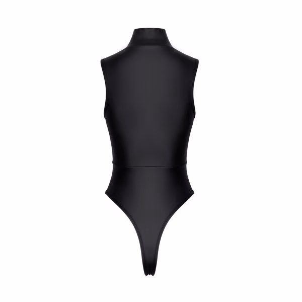 Cottelli - Body noir mat à zip strass et col montant