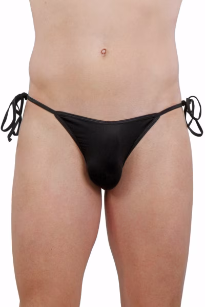 Soisbelle - String homme noir à lacets (pour nouer et dénouer)