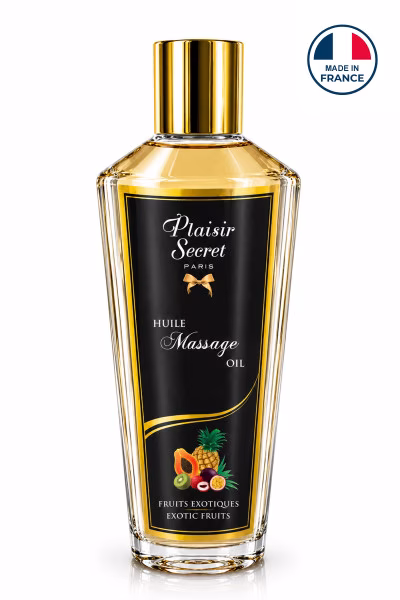 Loveshop : huile de massage fruits exotiques 100% végétale Plaisir Secret