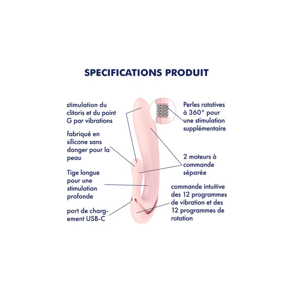 Satisfyer Pearl Bunny 3 - Sextoy rabbit à perles rotatives