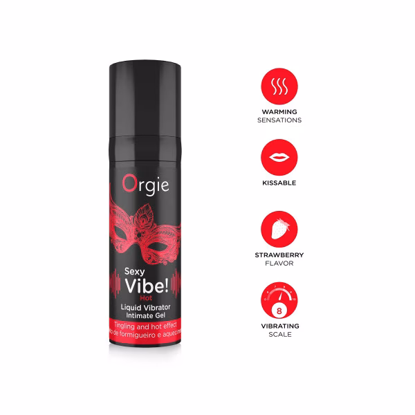 Orgie, Sexy Vibe Hot : Gel excitant et chauffant à la fraise (15 ml)