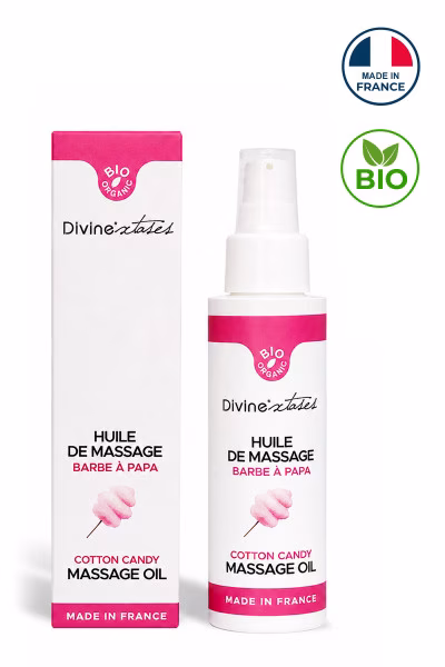 Divinextases - Huile de massage bio parfum barbe à papa 