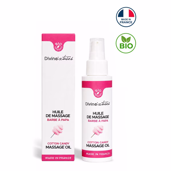 Divinextases - Huile de massage bio parfum barbe à papa 