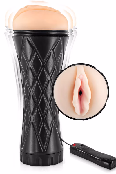 Masturbateur réaliste vibrant : masturbateur vagin pour homme