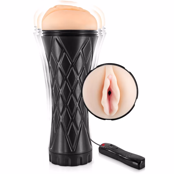 Masturbateur réaliste vibrant : masturbateur vagin pour homme