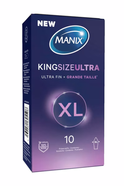 Manix King Size Ultra - Préservatifs en latex XL ultra-fins