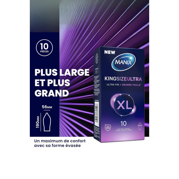 Manix King Size Ultra - Préservatifs en latex XL ultra-fins