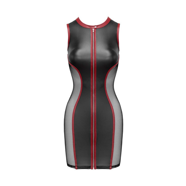 Cottelli - Mini robe noire et rouge, moulante avec zip et résille