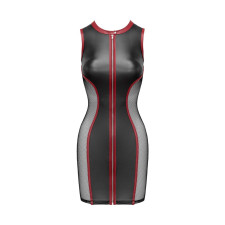 Cottelli - Mini robe noire et rouge, moulante avec zip et résille