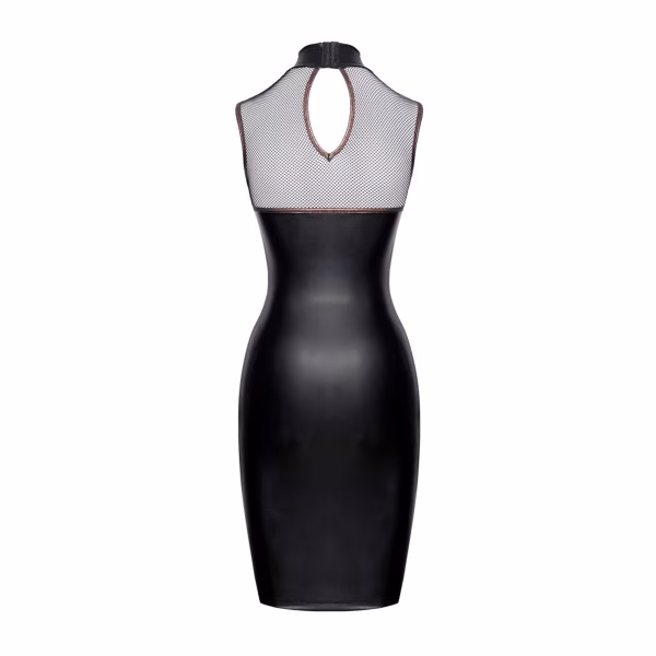 Cottelli - Robe sexy moulante : noir mat et résille 
