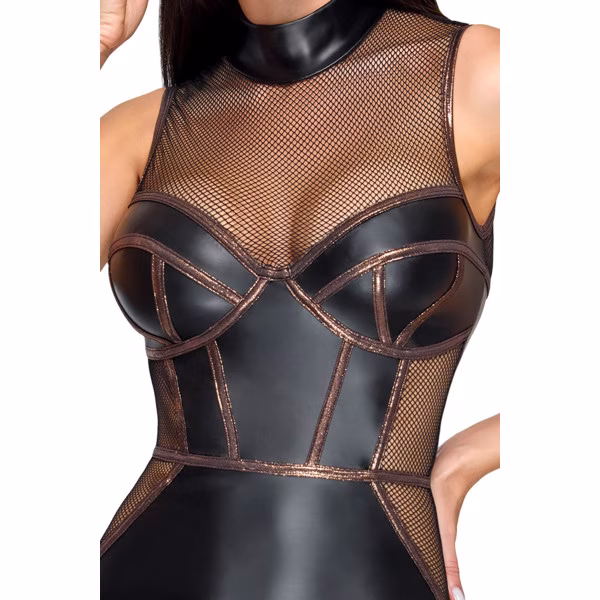 Cottelli - Robe sexy moulante : noir mat et résille 