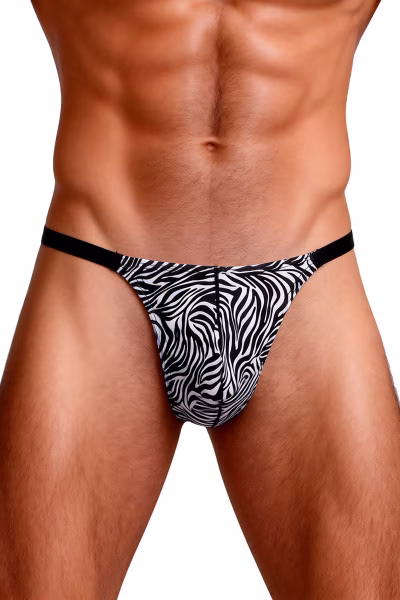 Paris Hollywood - String homme taille basse imprimé zèbre 