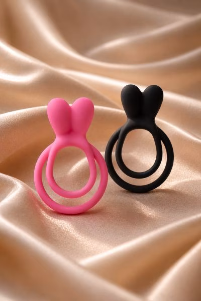 Double cockring avec stimulateur de clitoris