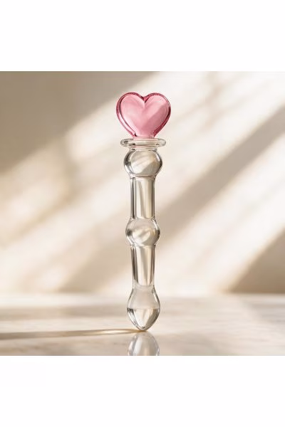 Glossy n°21, dildo en verre avec cœur 20cm