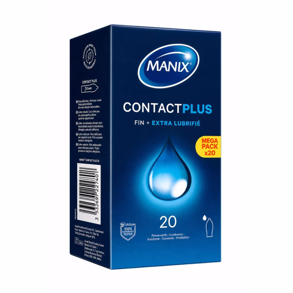 Manix Contact Plus - Préservatifs fins extra-lubrifiés (x20)