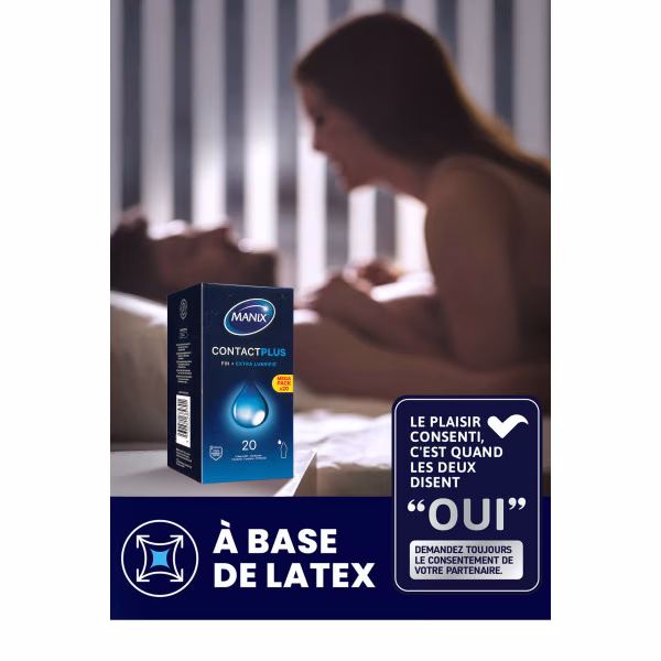 Manix Contact Plus - Préservatifs fins extra-lubrifiés (x20)