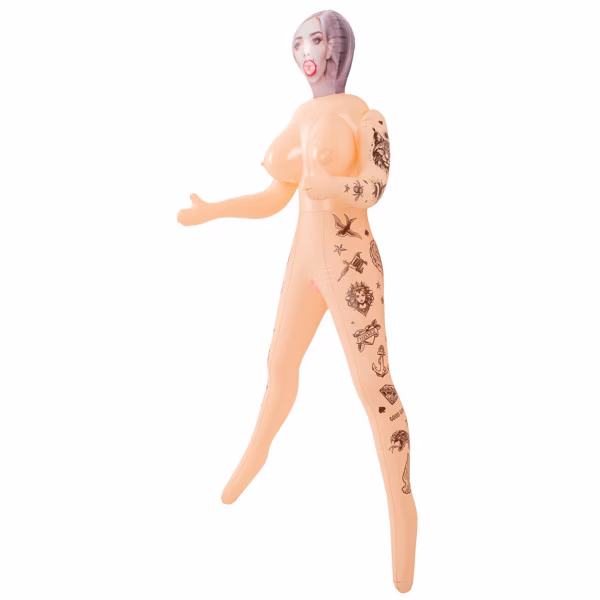 Poupée gonflable sexuelle : tatouages + 3 ouvertures