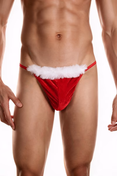 String sexy du Père Noël en velours rouge