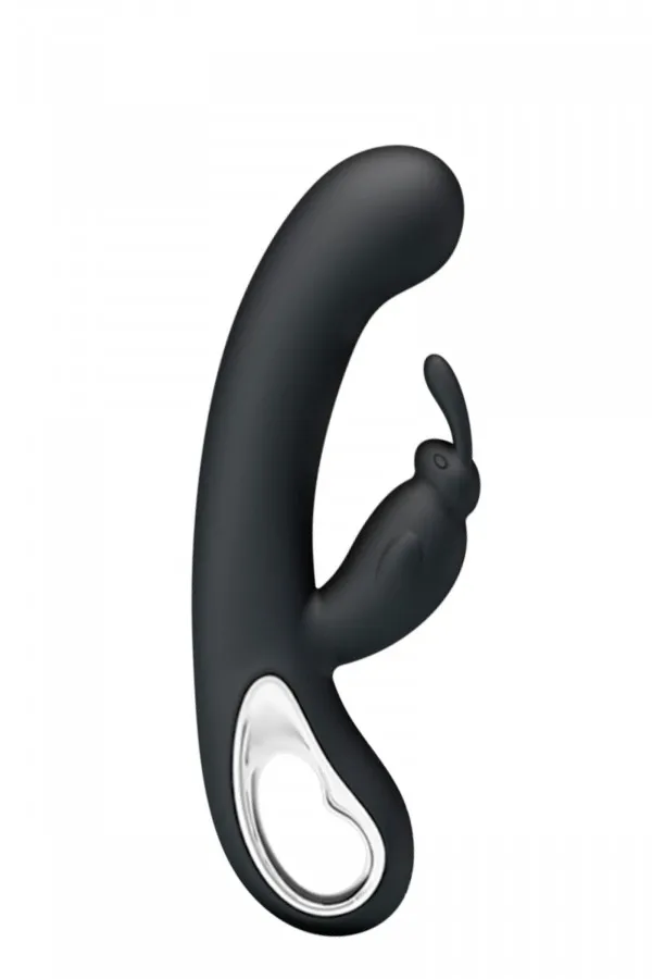 Sexshop : vibromasseur rabbit noir 12 vitesses point G Pretty Love