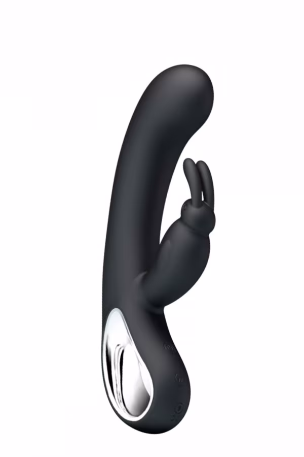 Sexshop : vibromasseur rabbit noir 12 vitesses point G Pretty Love
