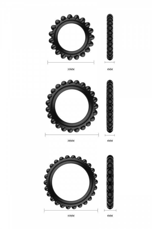 Set de 3 cockrings en silicone extensibles Titan