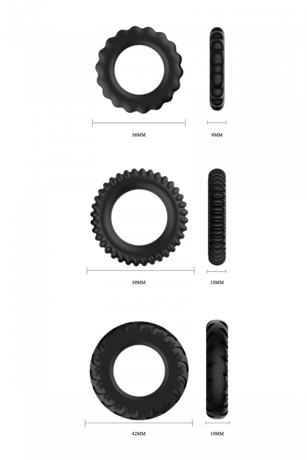 Pack de 3 cockrings extensibles Titan