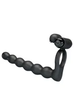 Cockring vibrant avec chapelet anal et stimulateur de clitoris