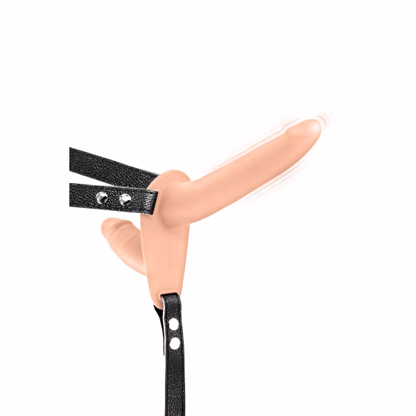 Double gode ceinture vibrant noir silicone ceinture simili cuir USB