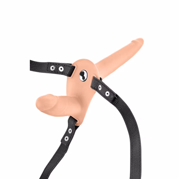 Double gode ceinture vibrant noir silicone ceinture simili cuir USB