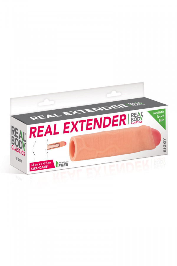 Biggy, gaine de pénis extension réaliste avec prépuce 16cm