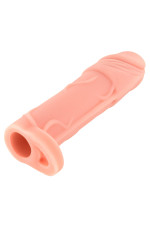 Hugy, gaine de pénis extension réaliste 16,5cm avec cockring
