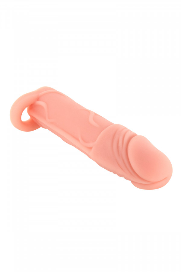Hugy, gaine de pénis extension réaliste 16,5cm avec cockring