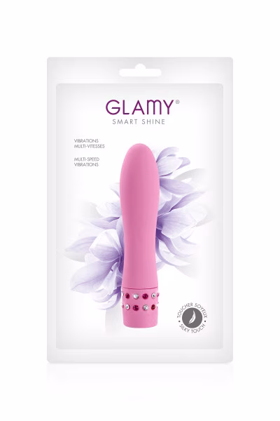 Vibromasseur rose de poche avec strass