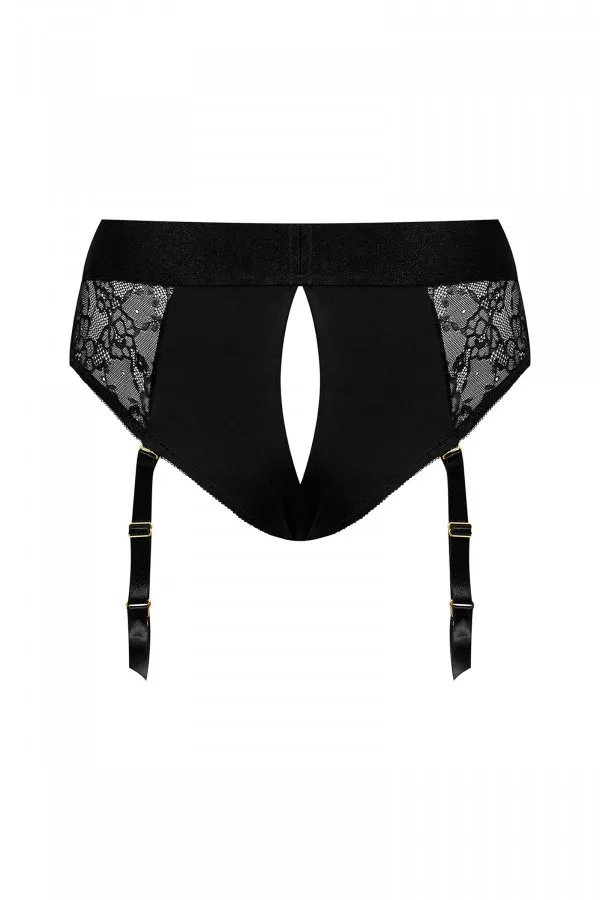 Culotte jarretelles ouverte harnais pour dildos