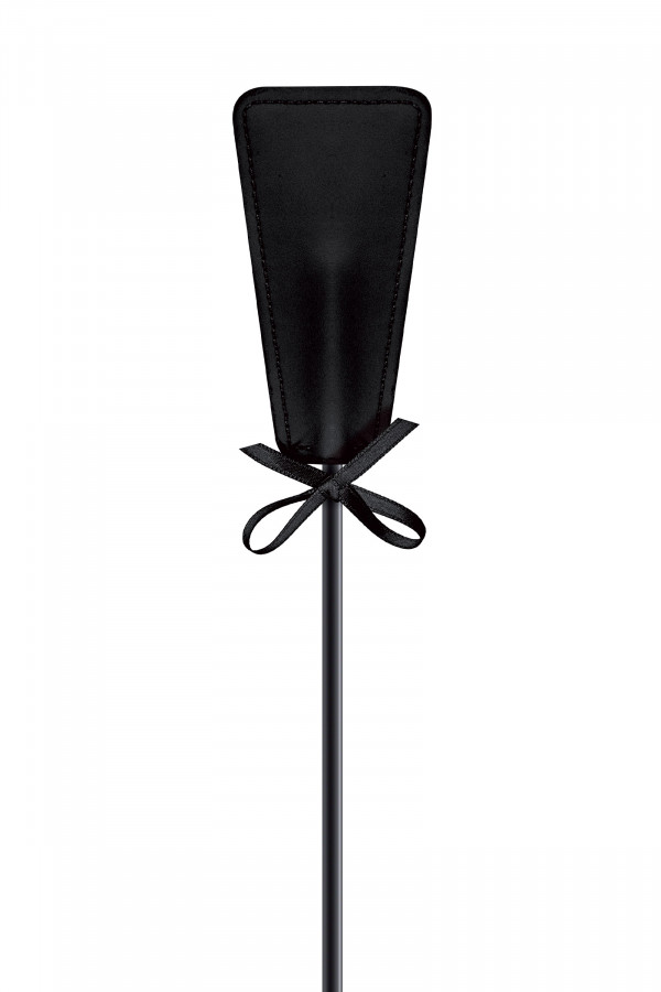 Cravache noire bdsm avec tapette et pompon