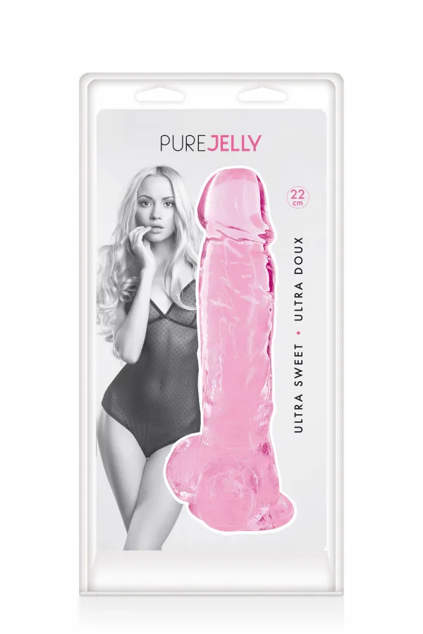 Gros gode en jelly rose avec ventouse