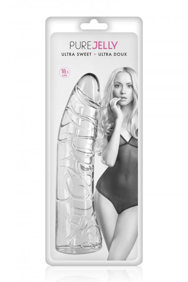 Godemichet translucide rose courbé et réaliste 18.5cm