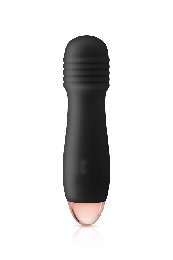 Vibromasseur noir avec tête stimulante striée