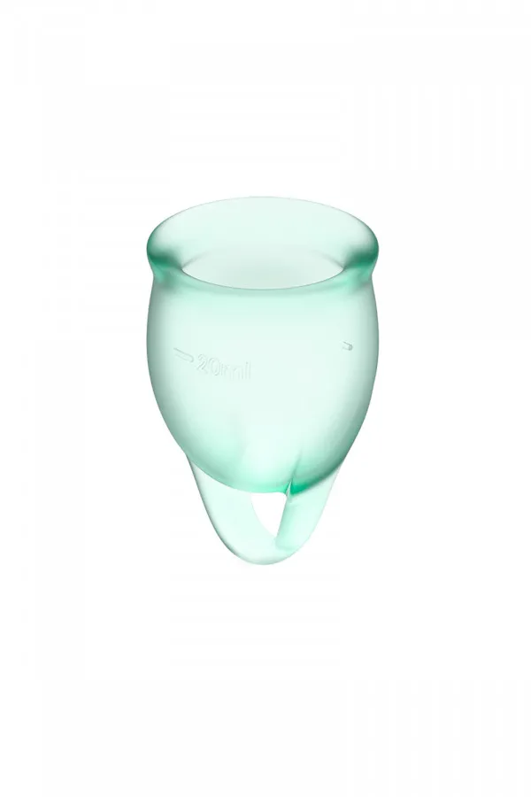 2 coupes menstruelles bleues claires Satisfyer