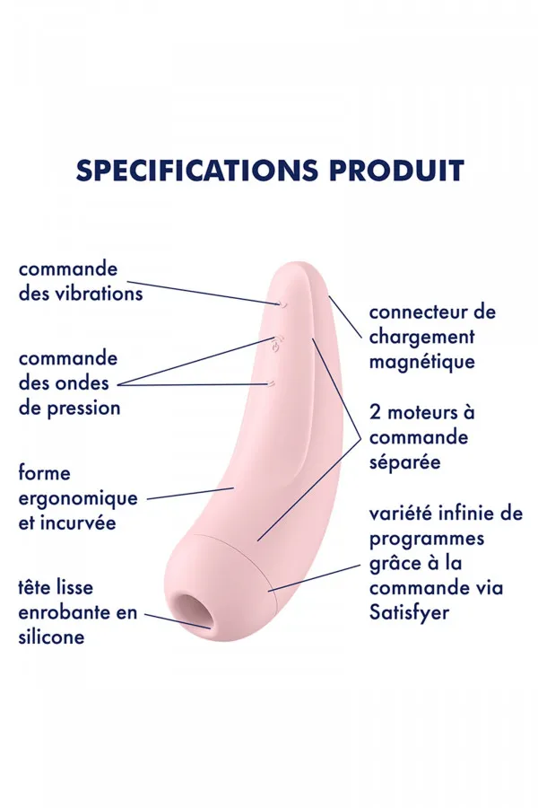 Sextoy connecté :Stimulateur clitoridien blanc Satisfyer Curvy 2+