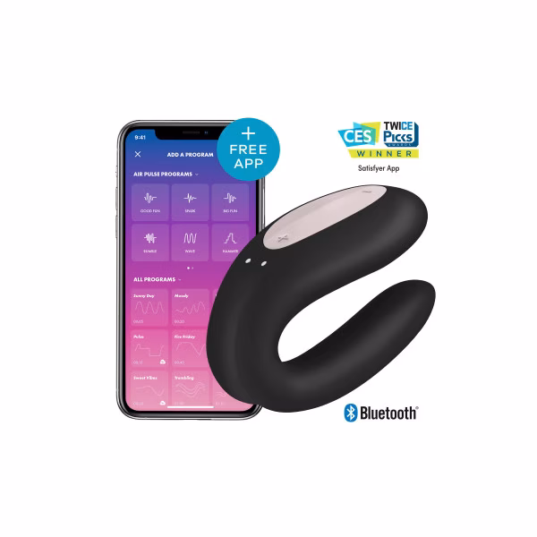 Stimulateur connecté noir de couple Satisfyer Double Joy