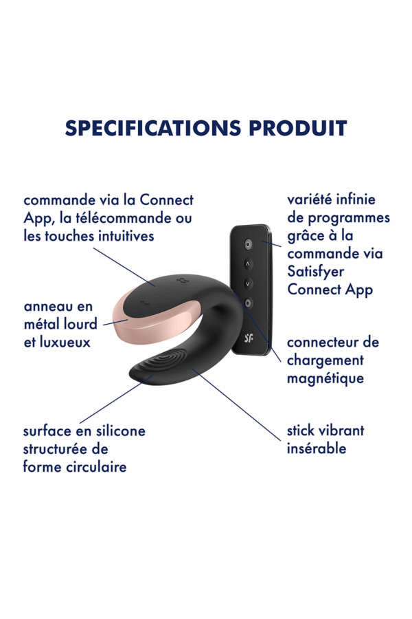 Stimulateur pour couple connecté avec télécommande Satisfyer Double Love