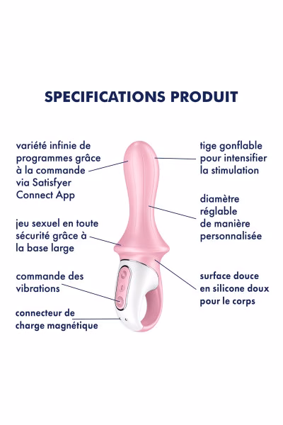 Vibromasseur anal Air Pump Booty 5+ rose de Satisfyer