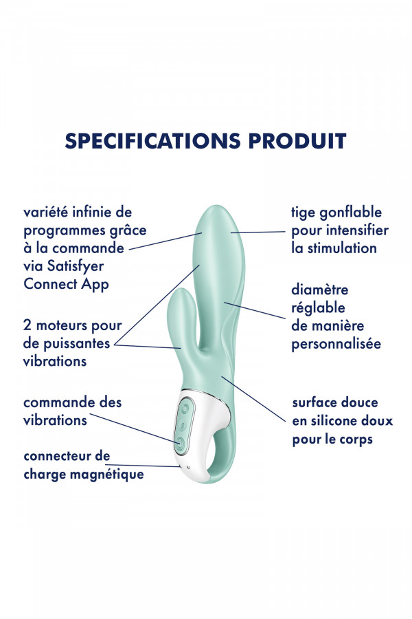 Satisfyer Air Pump Bunny 5+, vibromasseur rabbit gonflable et connecté