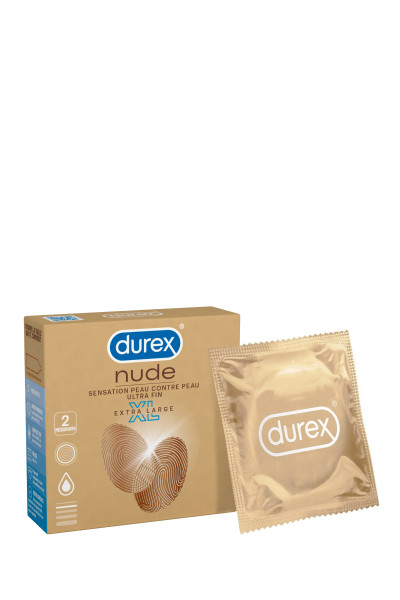 2 préservatifs extra large Durex Nude XL