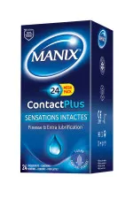 24 préservatifs fins et extra lubrifiés Manix Contact Plus